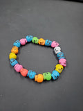 Multi Random Rainbow Skull - Beaded Bracelet