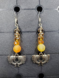 Orange Double Fish - Charms - Metal Crystal Round (.925 SS hooks) - Earrings