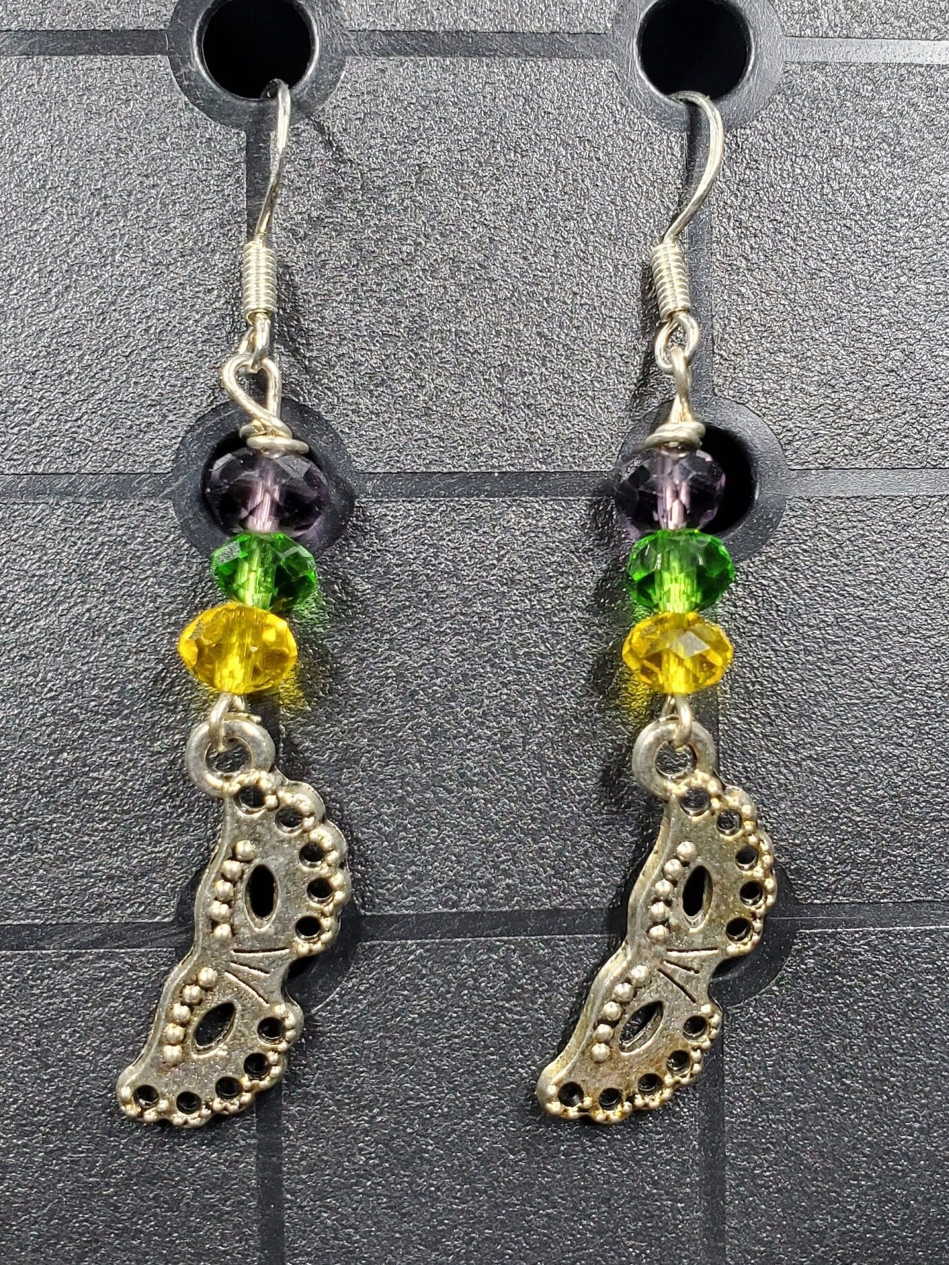 Mardi Gra Eye Mask - Earrings - (.925 SS hooks)
