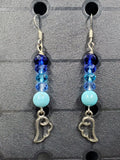 Blue Wing - Charms - Metal Crystal Round Long (.925 SS hooks) - Earrings