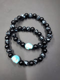 Turquoise Skull - Onyx & Blue Splatter - Stone - Beaded Bracelet