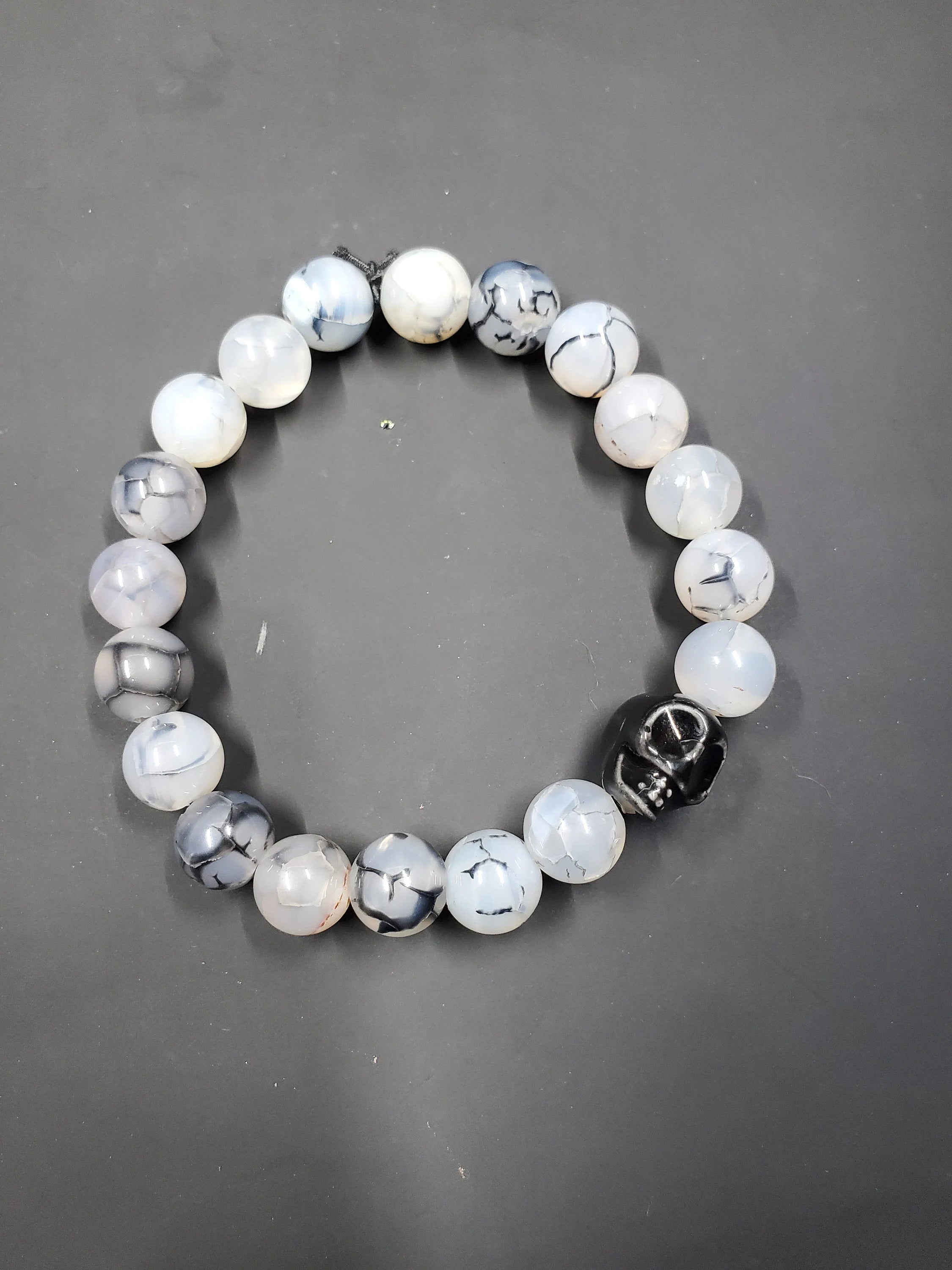 Black Skull Agate - Stone - Beaded Bracelet