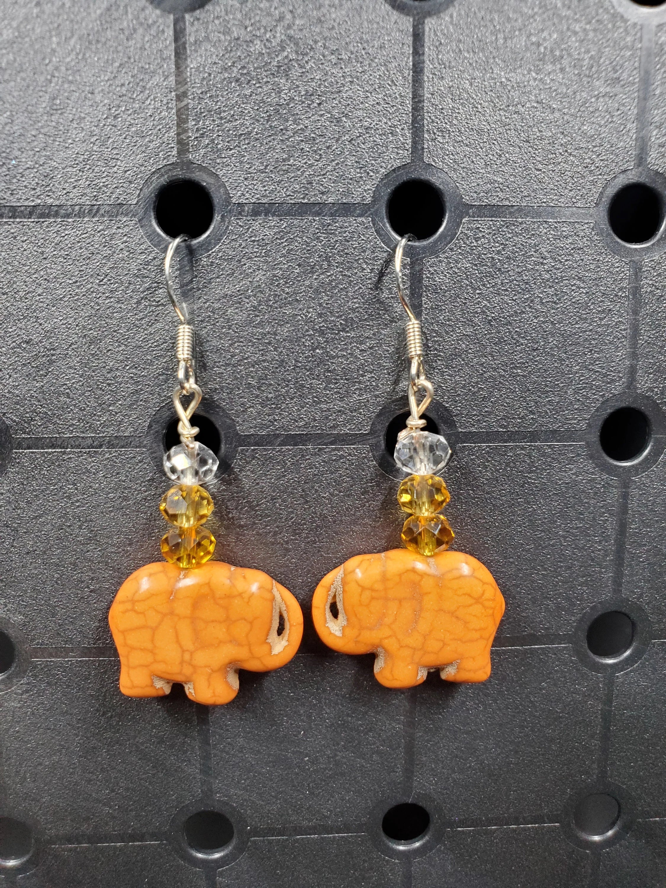 Orange Elephant Ombre - Earrings - (.925 Sterling Silver Hooks)