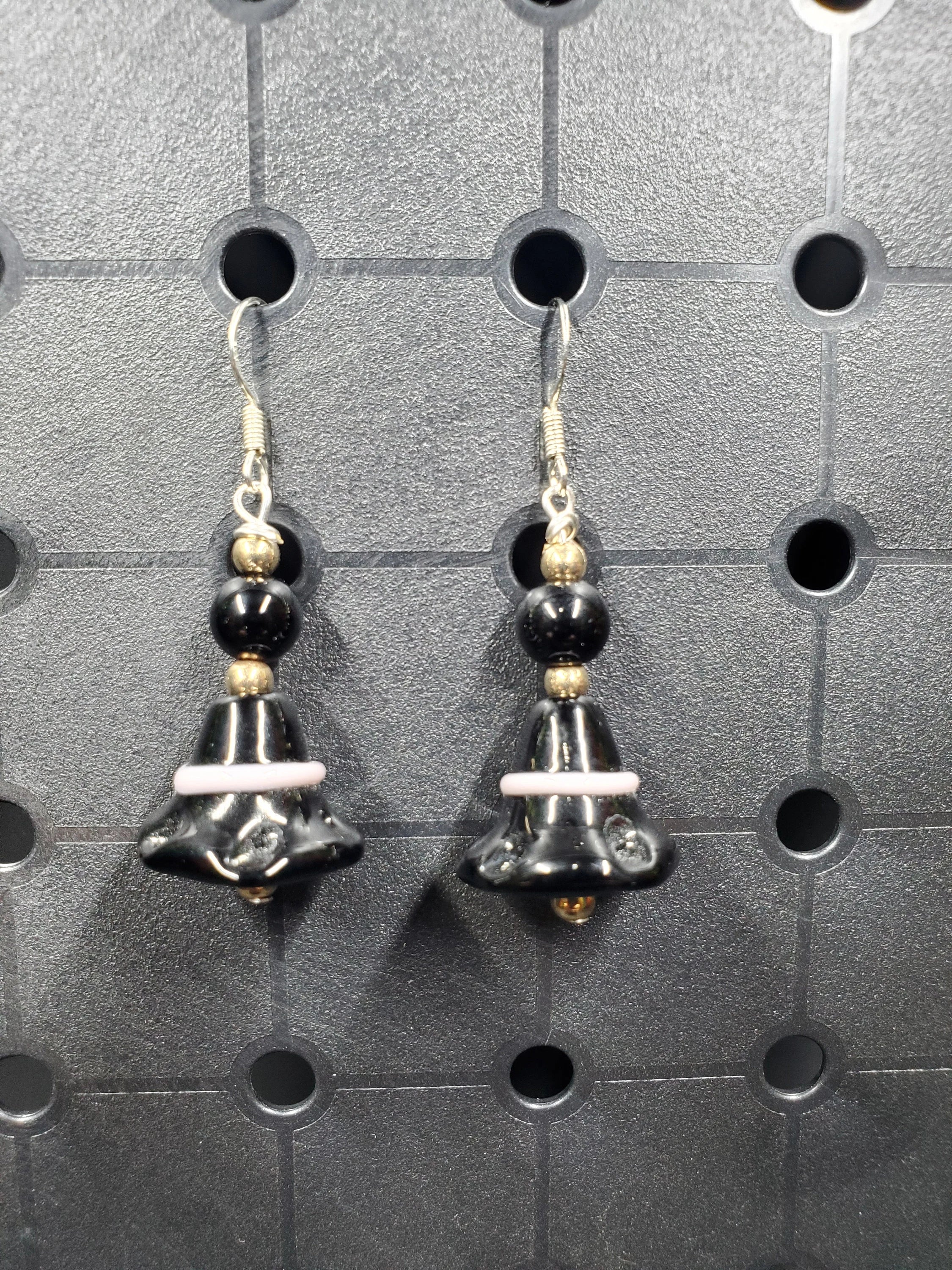 Black Witch - Glass - Earrings - (.925 Sterling Silver Hooks)