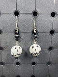 Black Stitch Mouth - Glass - Earrings - (.925 Sterling Silver Hooks)