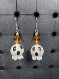 Ghost Golden - Glass - Earrings - (.925 Sterling Silver Hooks)
