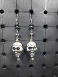 Oil Slick Pearl Skull - Earrings - (.925 Sterling Silver Hooks)