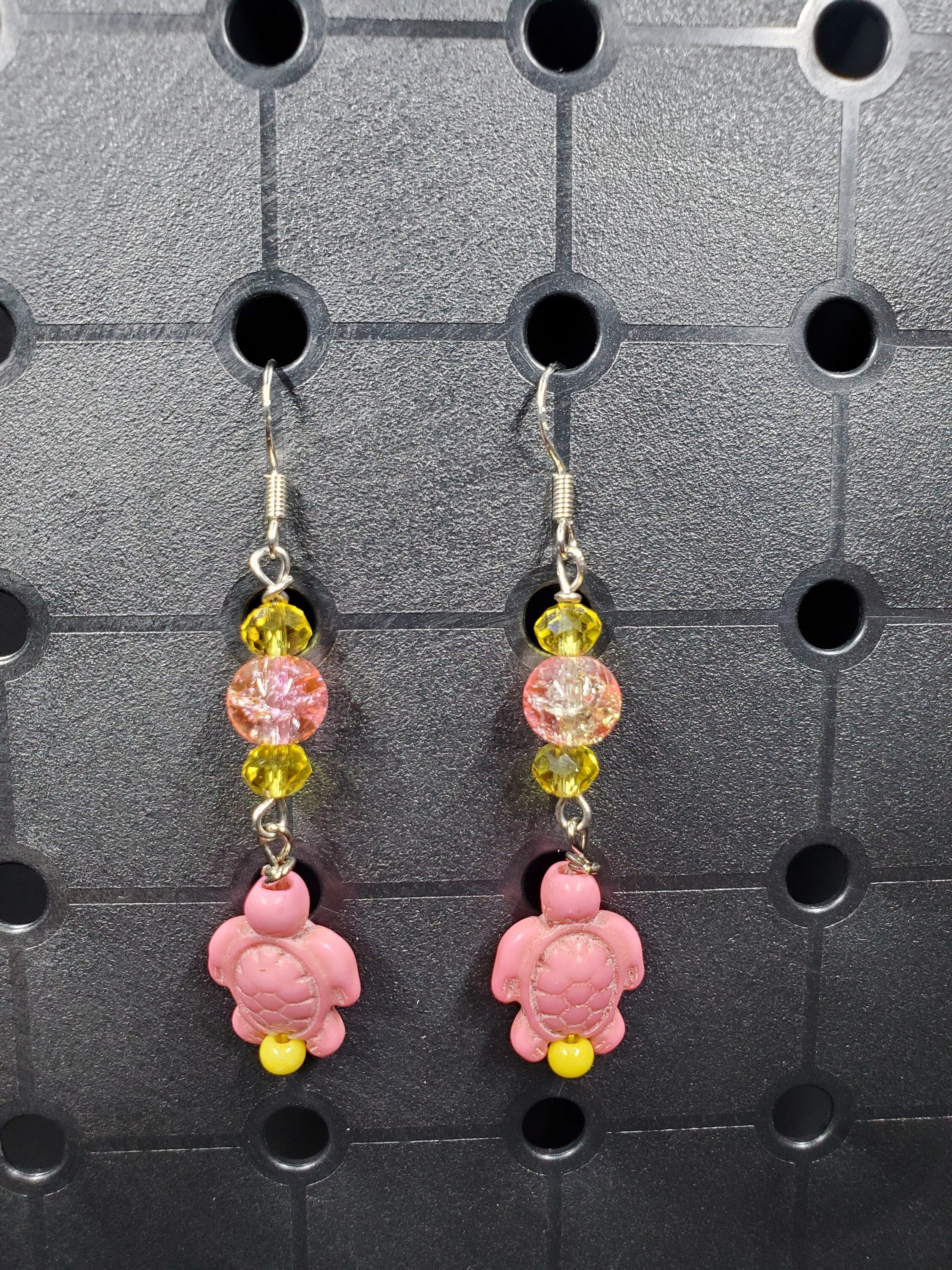 Pink Lemonade Turtles - Earrings - (.925 Sterling Silver Hooks)