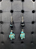Turquoise Turtle Splatter - Earrings - (.925 Sterling Silver Hooks)