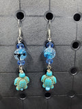 Turquoise Turtle Crackle - Earrings - (.925 Sterling Silver Hooks)