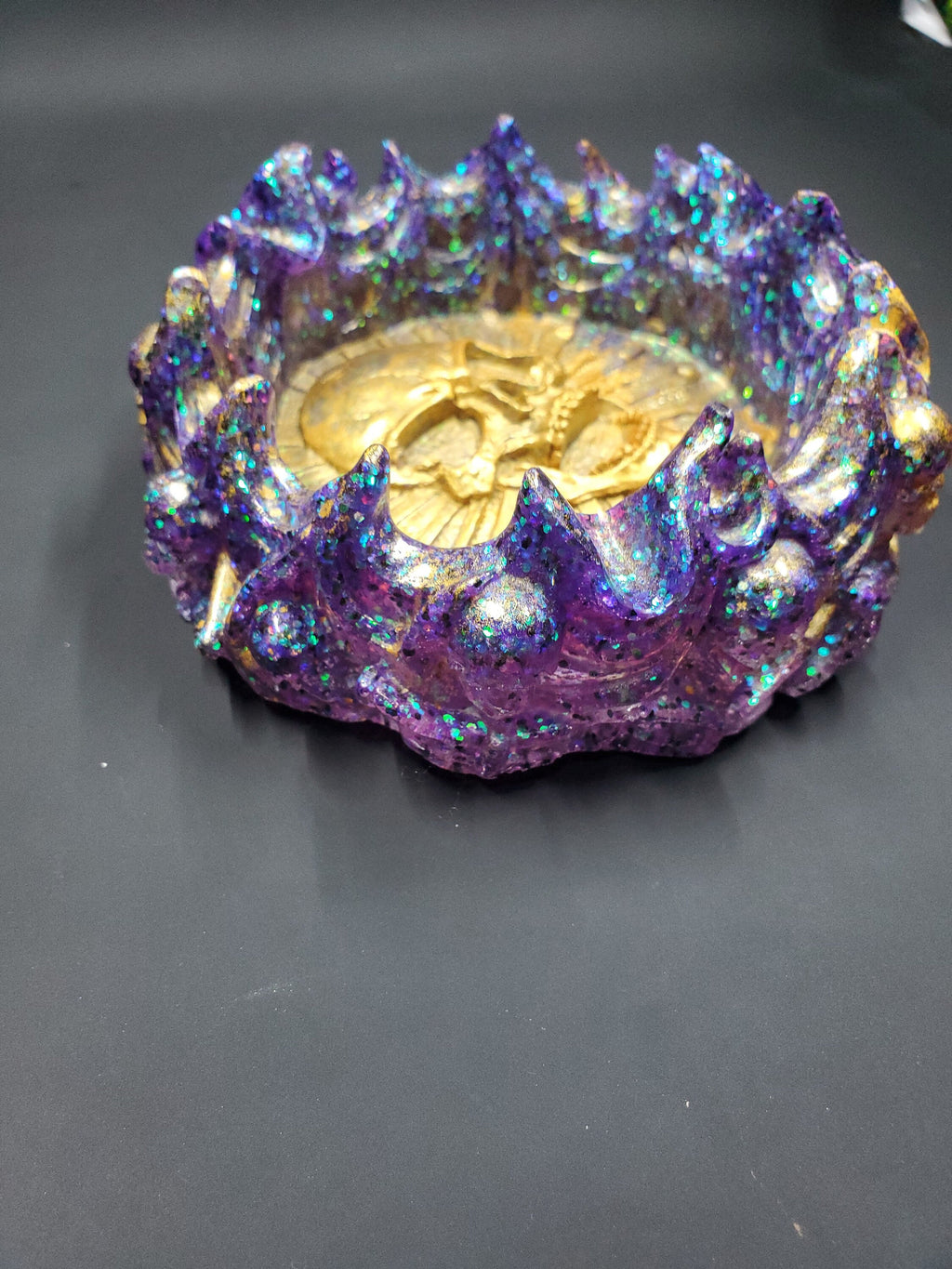 Gold & Purple Galaxy Glitter - Rigid Skull - Ash Tra