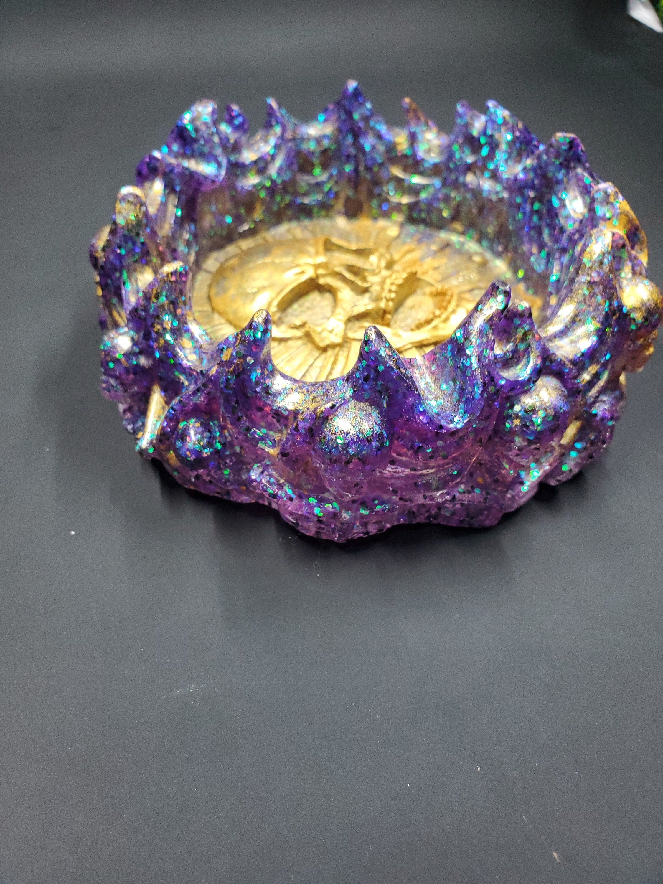 Gold & Purple Galaxy Glitter - Rigid Skull - Ash Tra