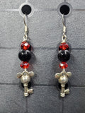 Onyx Mouse Key - Charms - Metal Crystal Round Short ( .925 SS hooks) - Earrings