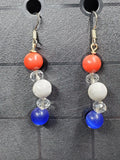 Wavy Red White Blue - Crystal Round ( .925 SS hooks) - Earrings