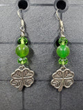 Jade Clover - Earrings - Charms - Metal Crystal Round Short ( .925 SS hooks)