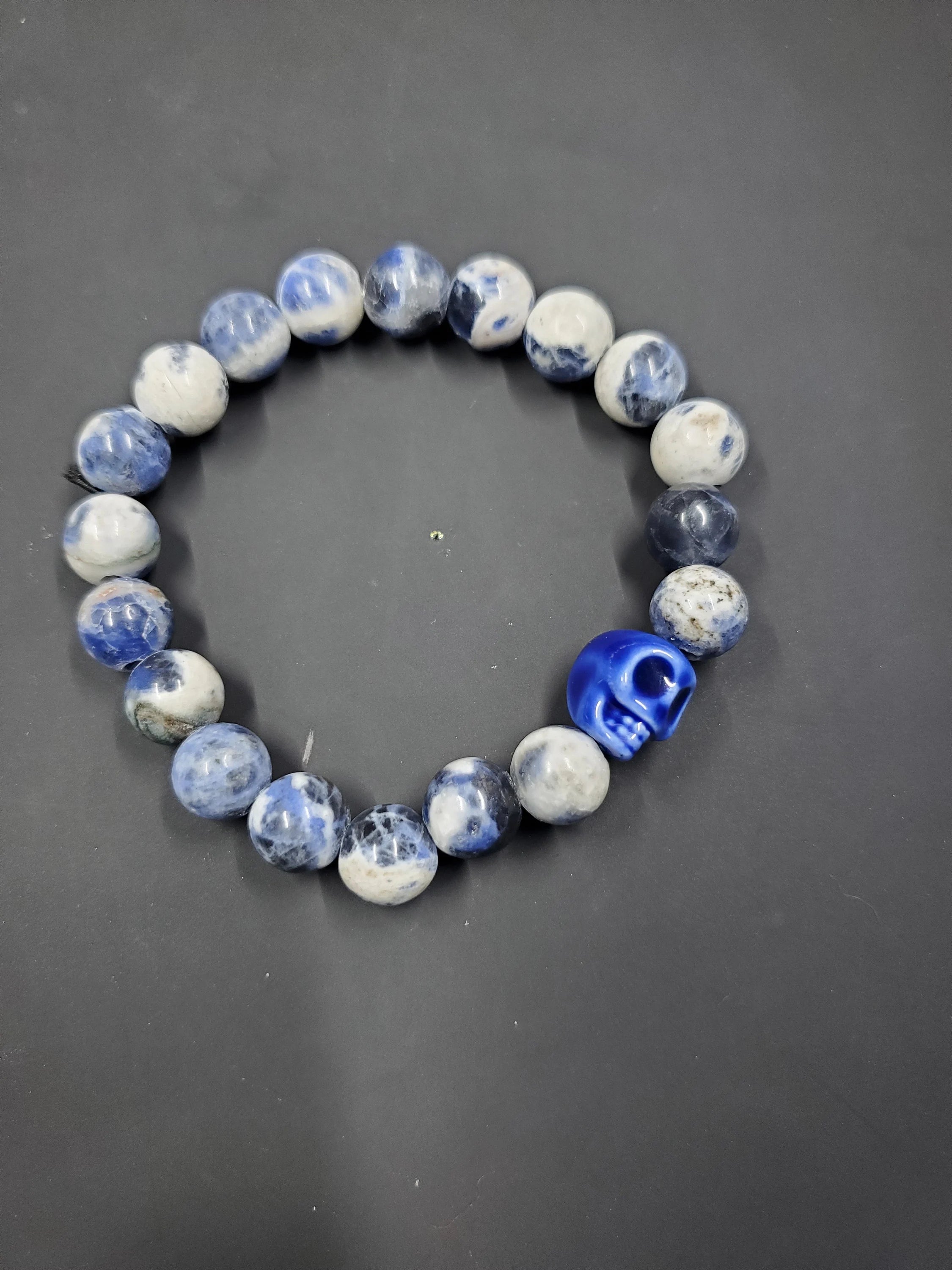 Blue Skull Sodalite - Stone - Beaded Bracelet