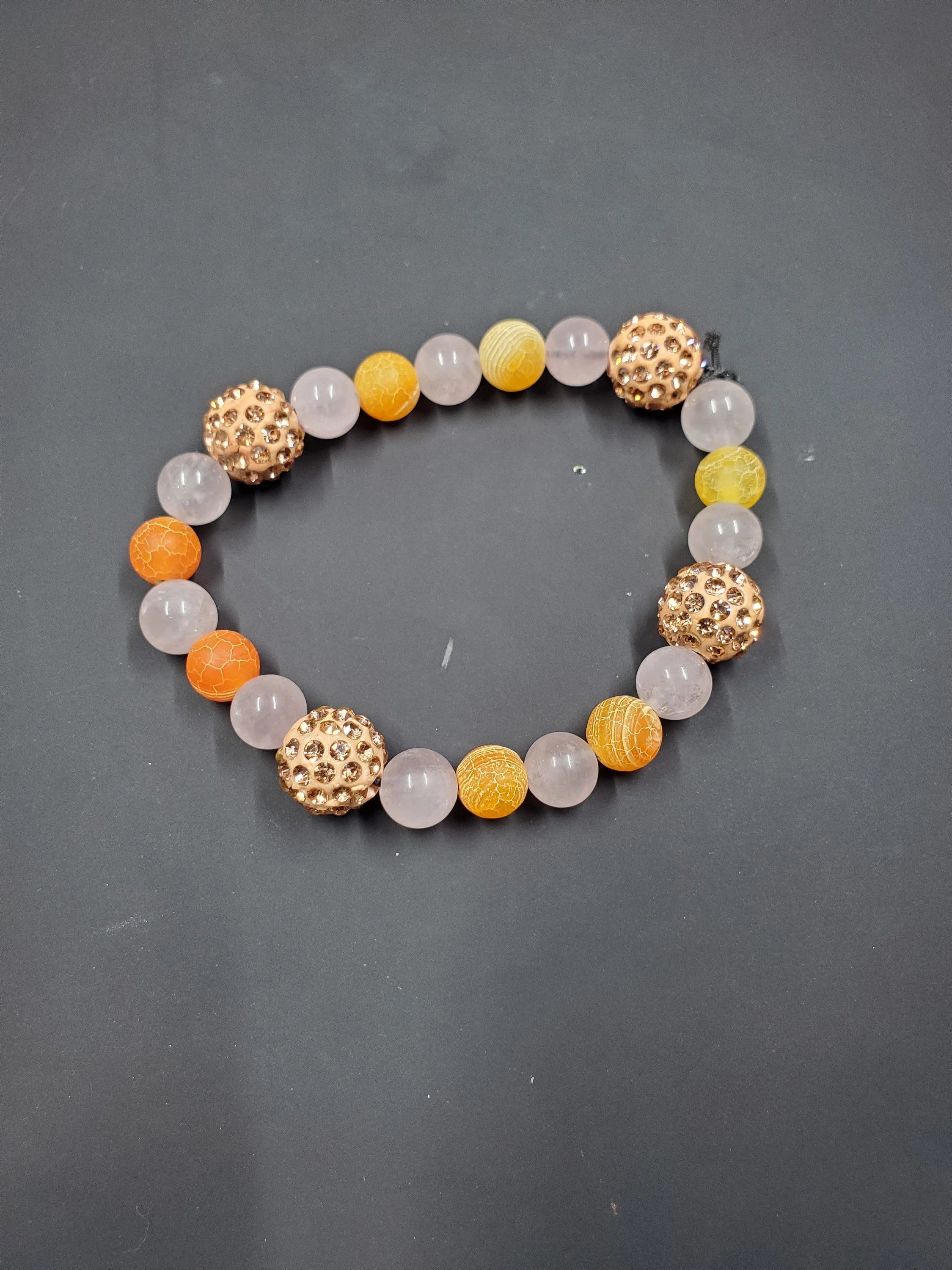 Tangerine & Rose Quartz - Stone - Beaded Bracelet