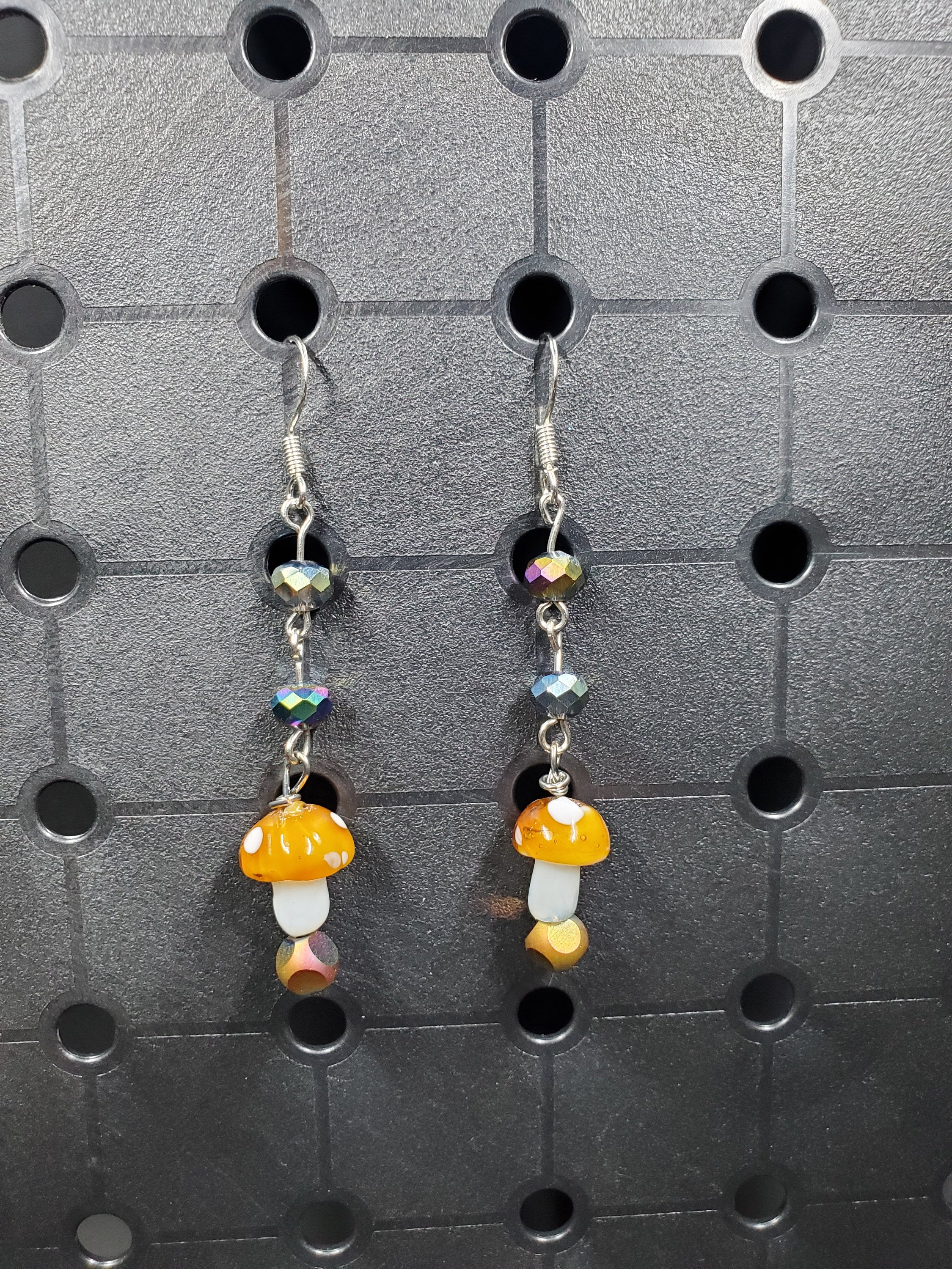 Brown Oil Slick Mushy - Earrings - (.925 Sterling Silver Hooks)
