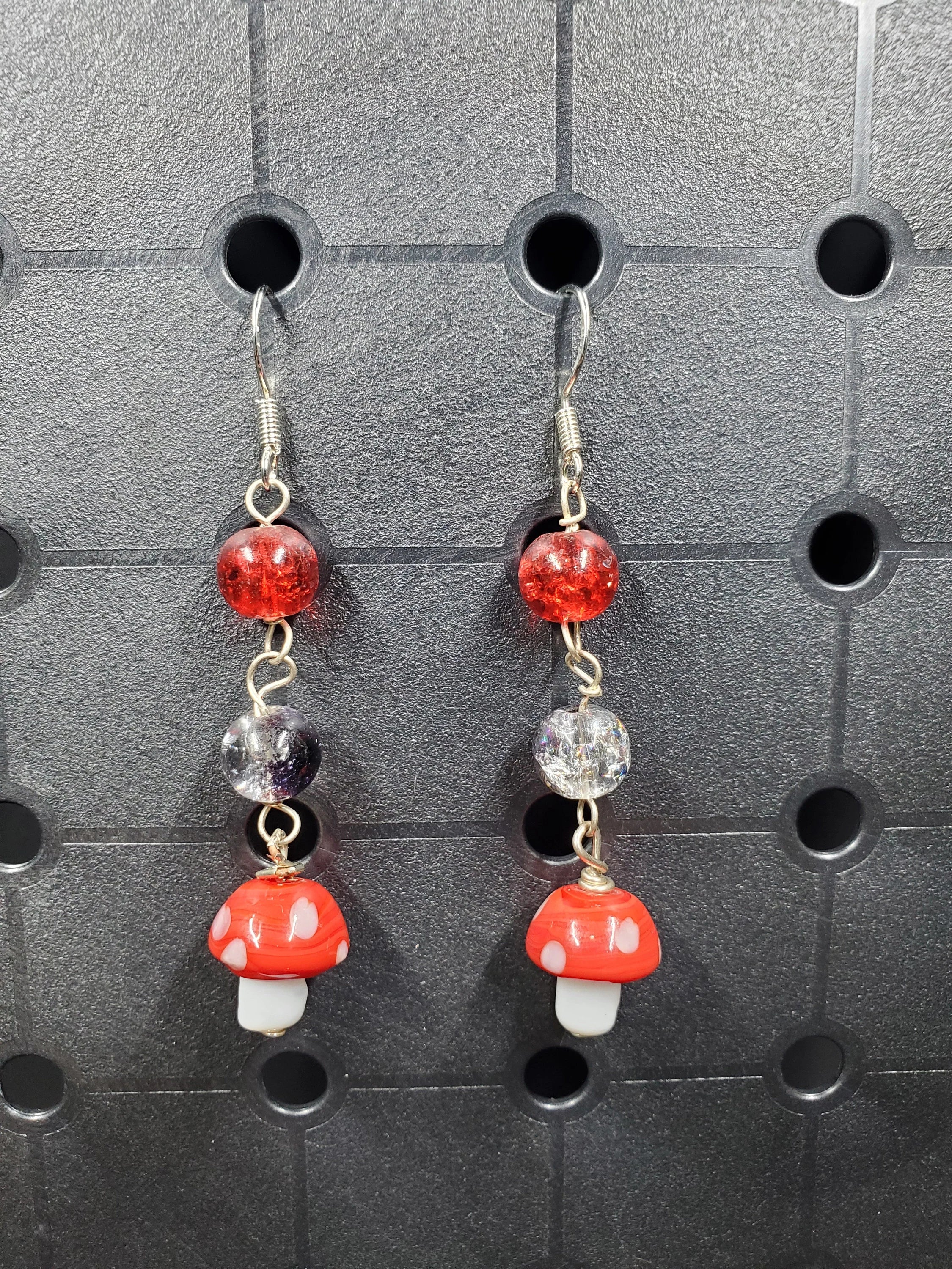 Shroom Dangle - Earrings - (.925 Sterling Silver Hooks)