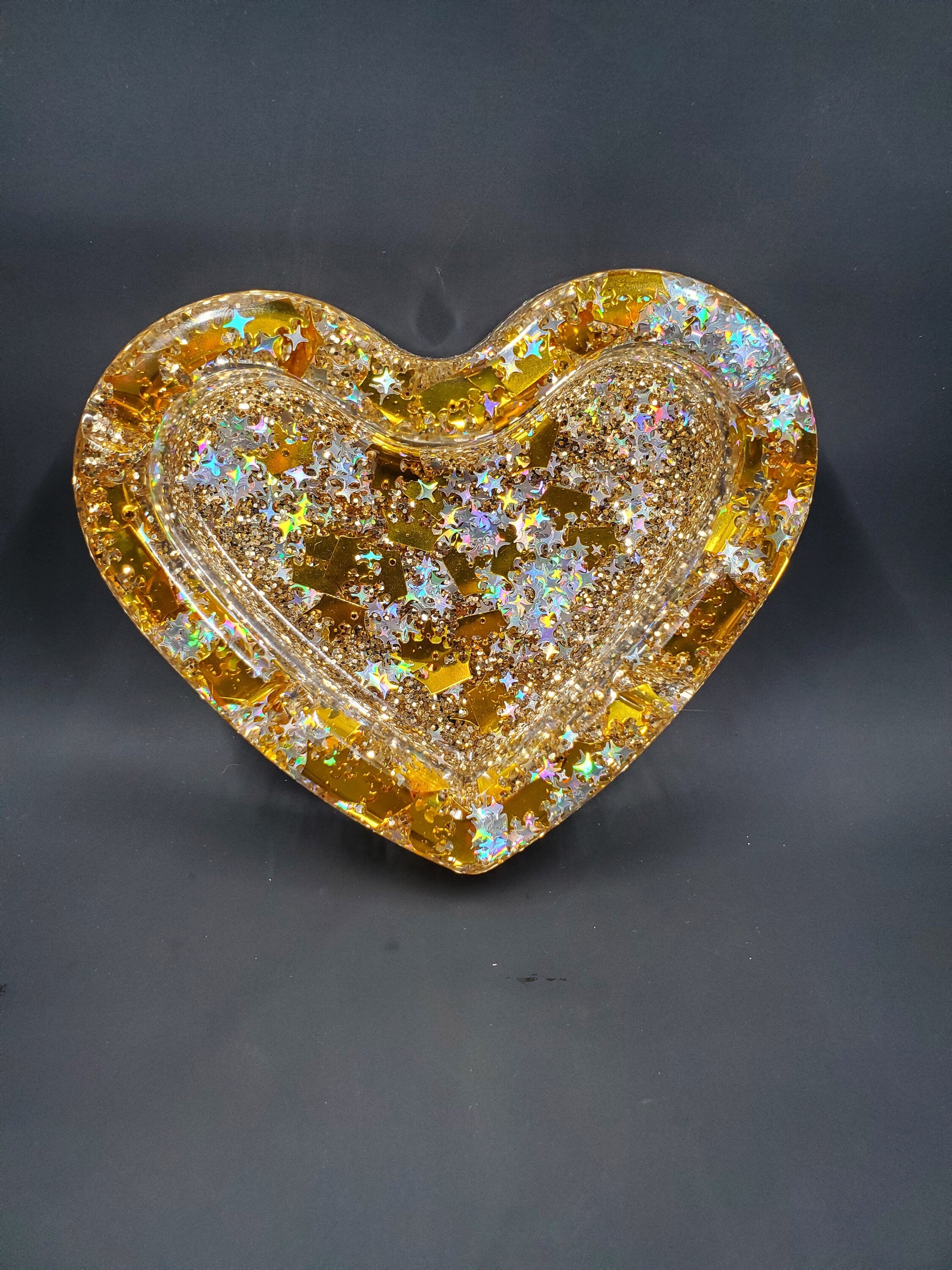 Gold Crown Glitter - Heart Ash Tray