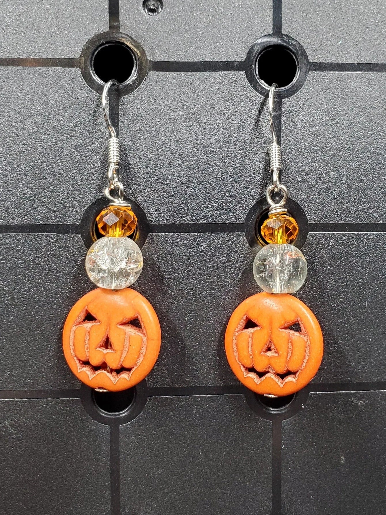 Orange Tiny Pumpkins - Earrings - (.925 Sterling Silver Hooks)