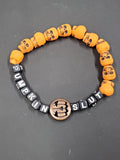 Pumpkin Sl*t - Orange Skull - Beaded Bracelet