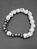 Fatal Love - White Skull - Beaded Bracelet