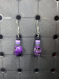 Purple Skull Stack - Earrings - (.925 Sterling Silver Hooks)