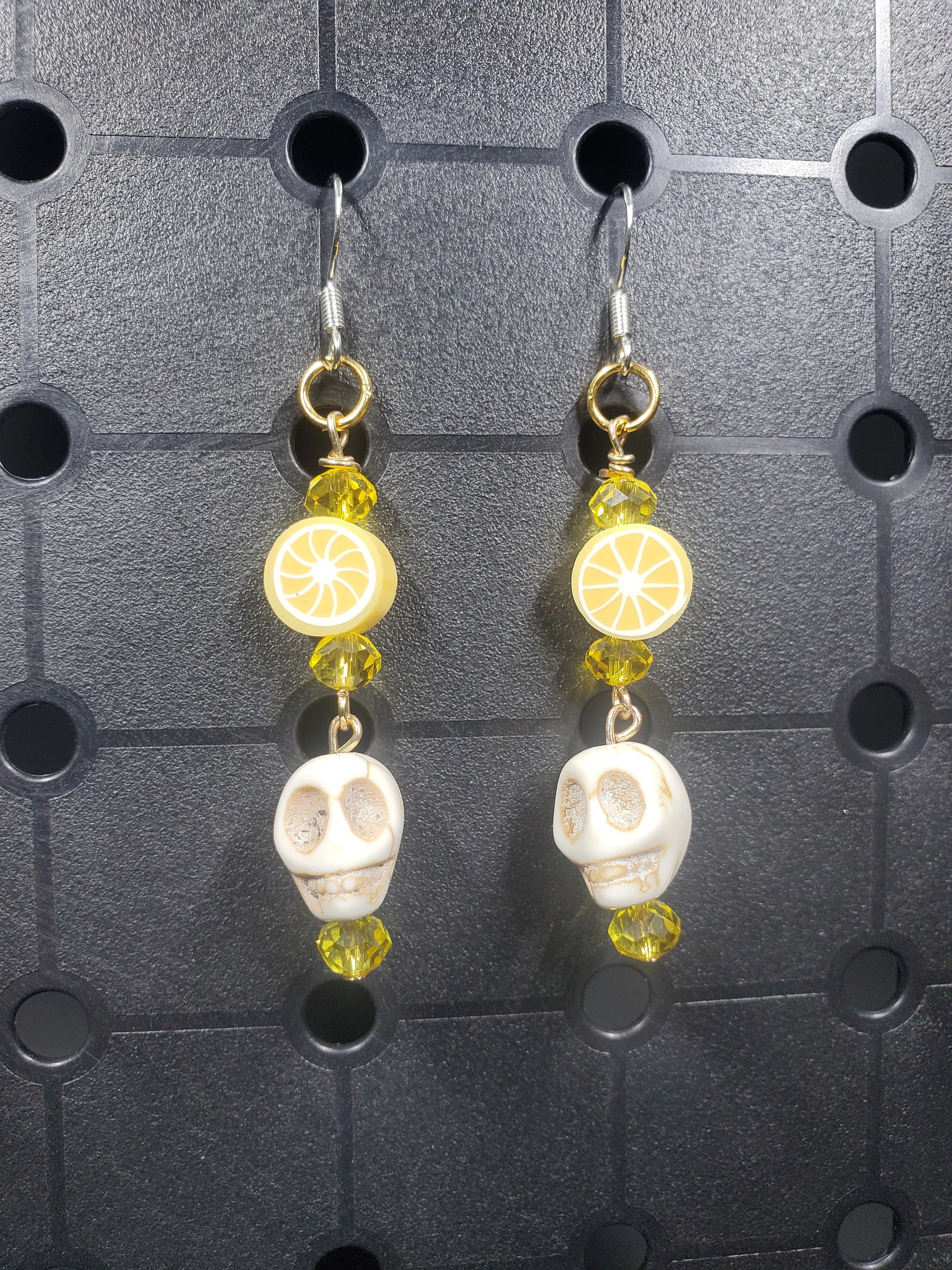Lemon Skulls - Earrings - (.925 Sterling Silver Hooks)