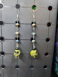 Olive Green Skull Oil Slick - Earrings - (.925 Sterling Silver Hooks)