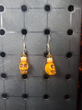Burnt Orange Skull Stack - Earrings - (.925 Sterling Silver Hooks)