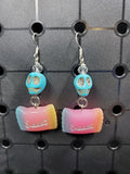 Deadly Sweet Turquoise Skull - Earrings - (.925 Sterling Silver Hooks)