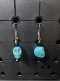 Turquoise & Black Skull - Earrings - (.925 Sterling Silver Hooks)