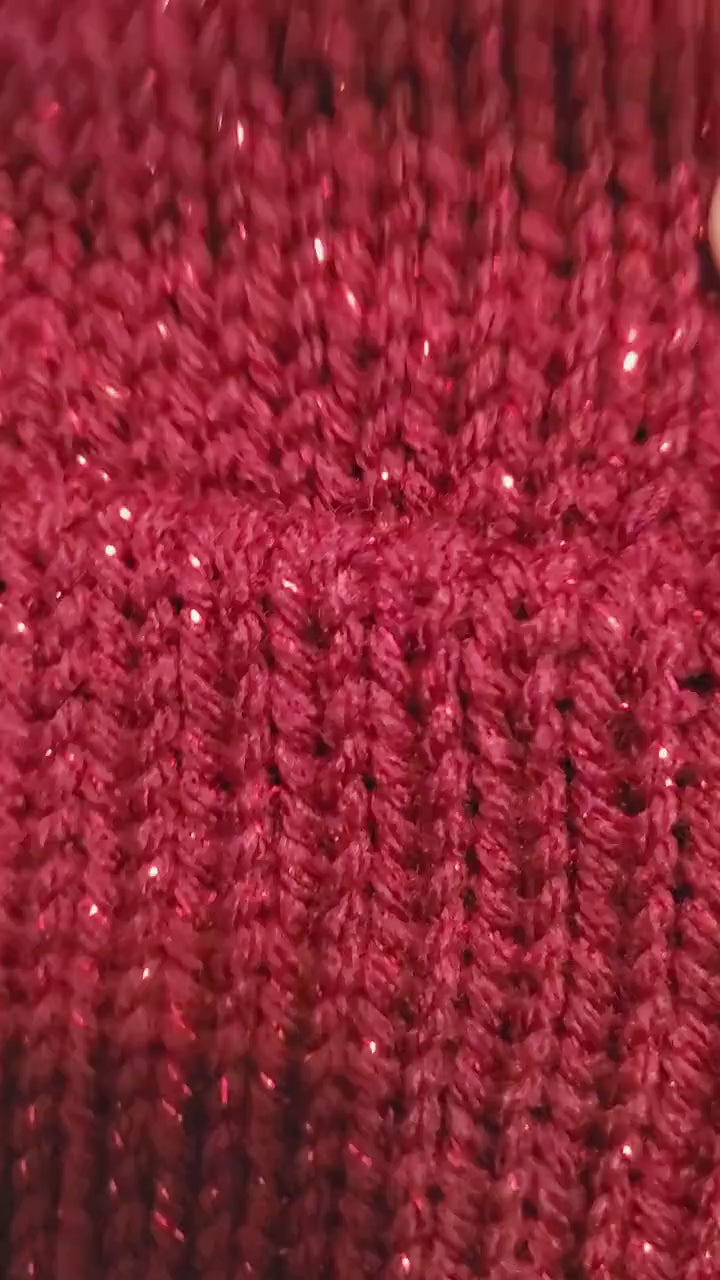 Mulbery Sparkle - Slouchy Double Wall Beanie - Adult / Teen Knitted Hat